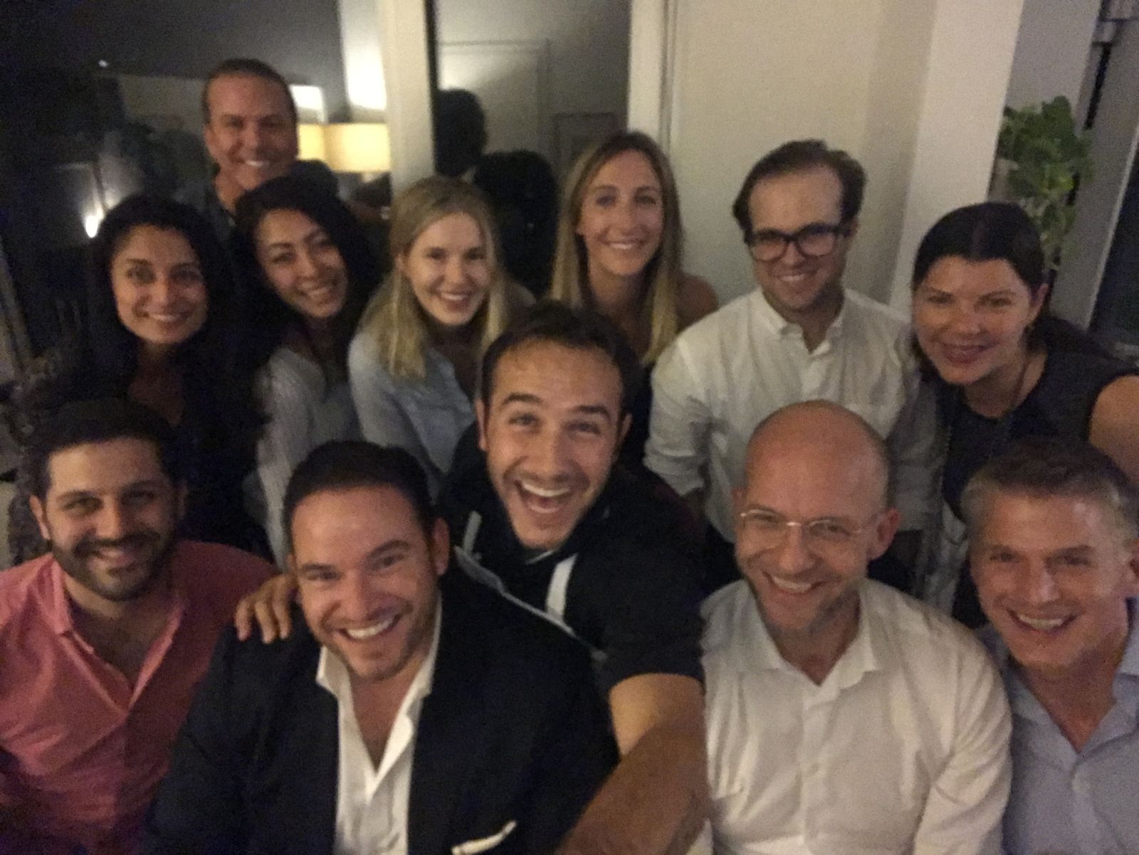 Guests gathered around a 7:47 dinner table